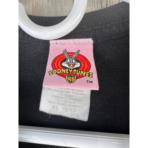 Vintage Looney Tunes Juniors Shirt XL 15-17 Black Tweety Bird ED Hardy Style - Picture 4 of 7